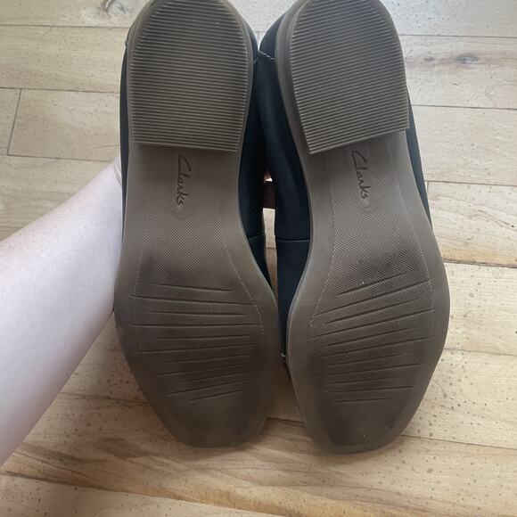 Clarks‎ Womens Lyrical Rhyme Ballet Size 8.5 M black Leather Slip On Flat Shoes - Picture 4 of 6